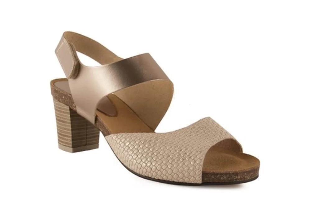 Sandalias con tacón Chamby 2650 en platino para mujer