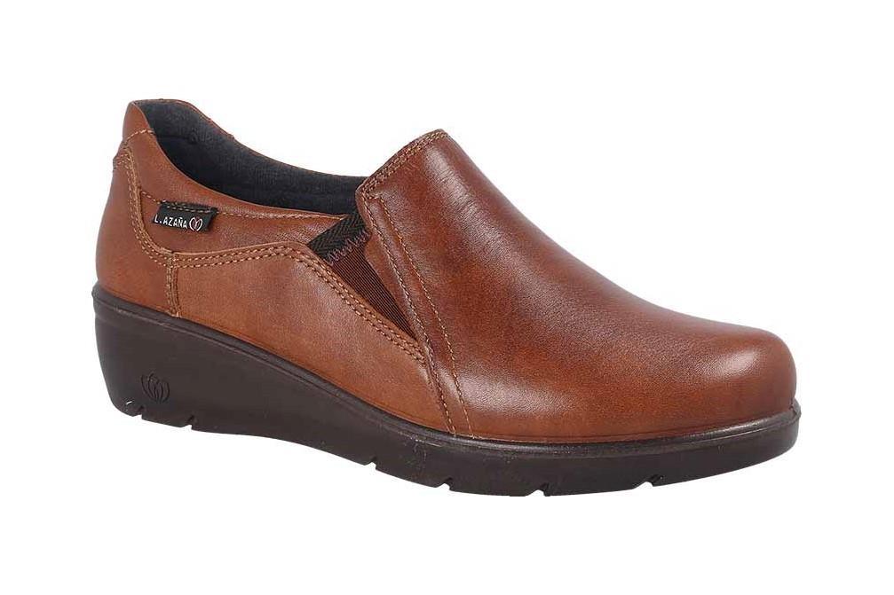 Mocasines con cuña Laura Azaña LA26801 en cuero para mujer
