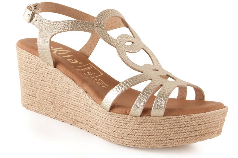 Sandalias con cuña Tekila 1014 para mujer en dorado