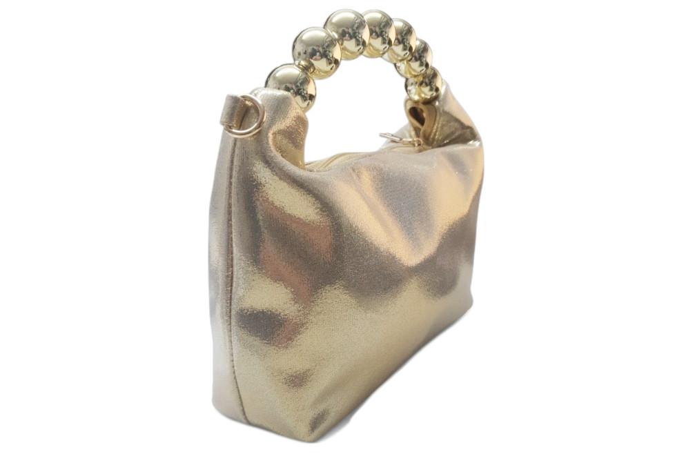 Bolso de Fiesta Menbur AMB0400 Oro con Asa de Bolas, Cadena y Cierre para Mujer