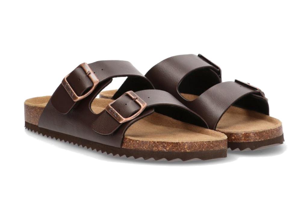 Sandalia Bio ETIKA 41012 Marrón para Hombre | Sandalias Planas con Hebillas y Plantilla Confort