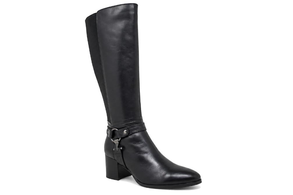 Bota alta de piel negra con hebilla Regarde le Ciel Taylor-48 para mujer