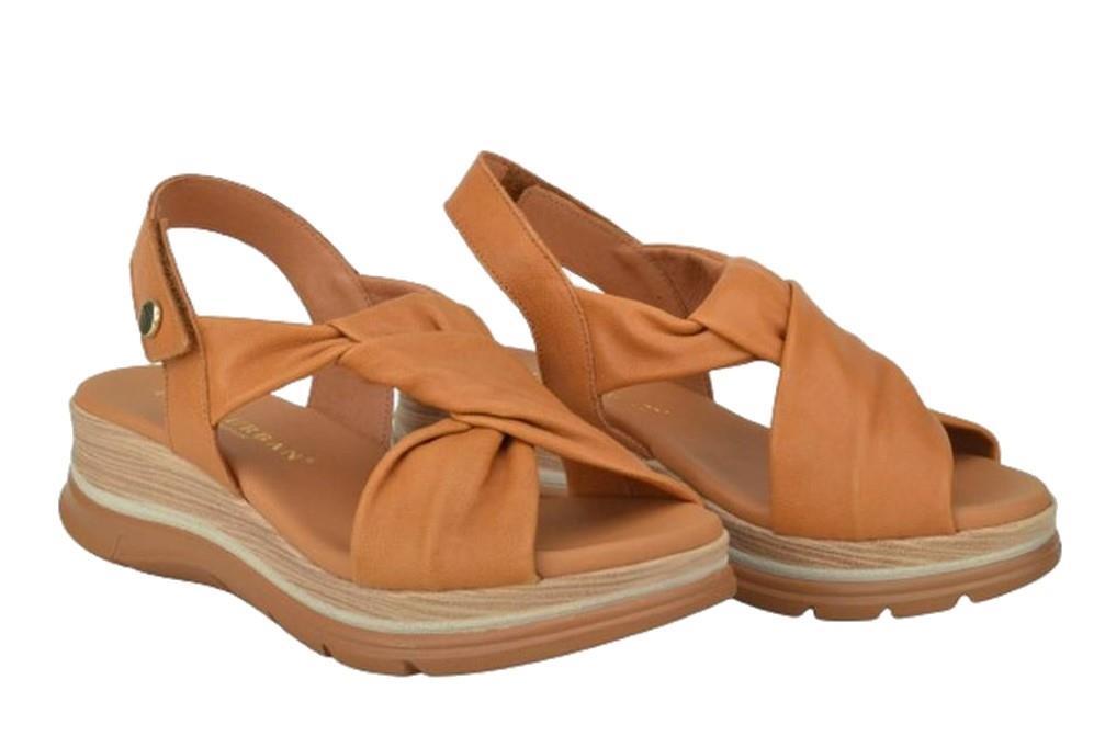 Sandalias con cuña Paula Urban 24-335 SUNSET cuero para mujer