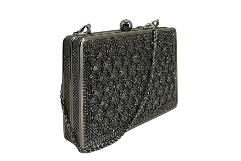 Bolso Clutch de Fiesta Menbur AMB14  Plata con Pedrería