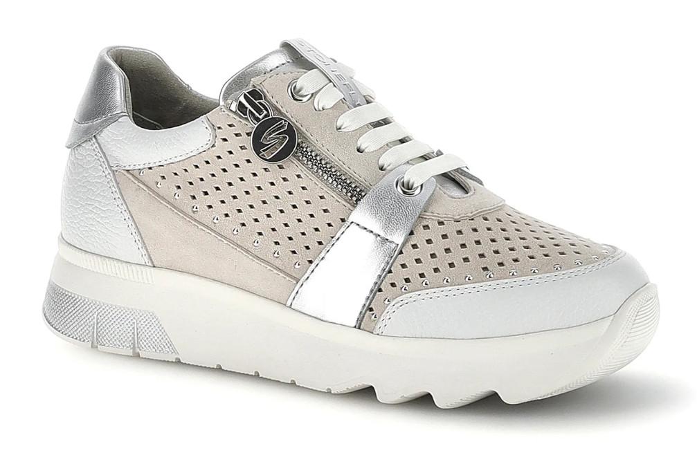 Zapatillas deportivas Stonefly 223579 Spock 47 Gris Claro Mujer con Cremallera | Piel y Memory Foam
