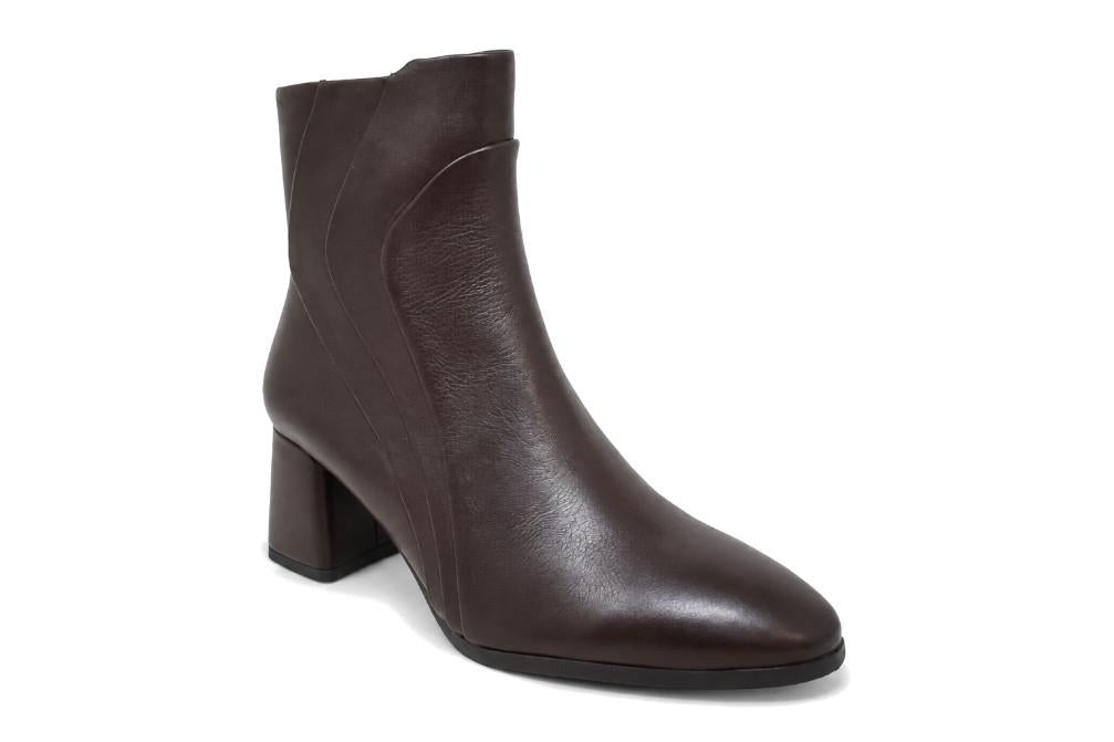 Botines de piel castaños con tacón de bloque Regarde le Ciel Millie-15 para mujer