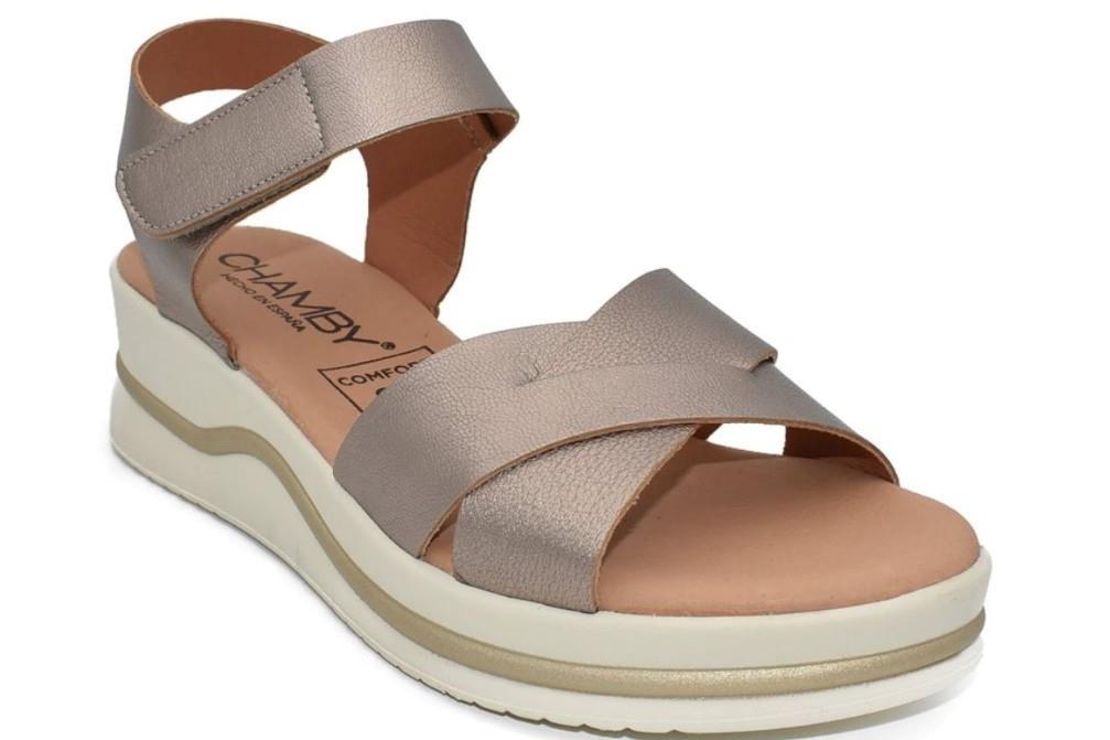 Sandalias cómodas Chamby 921 en oro para mujer