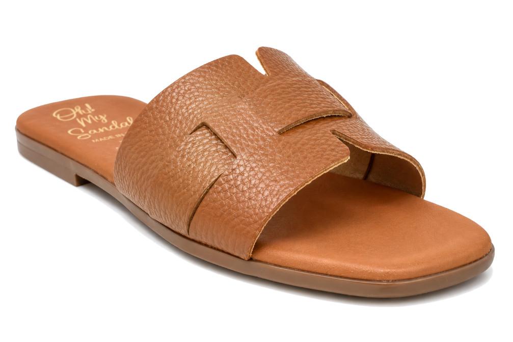 Sandalias planas Oh! My Sandals Alexia 5800 roble para mujer – de pala Metalizada y Máxima Comodidad