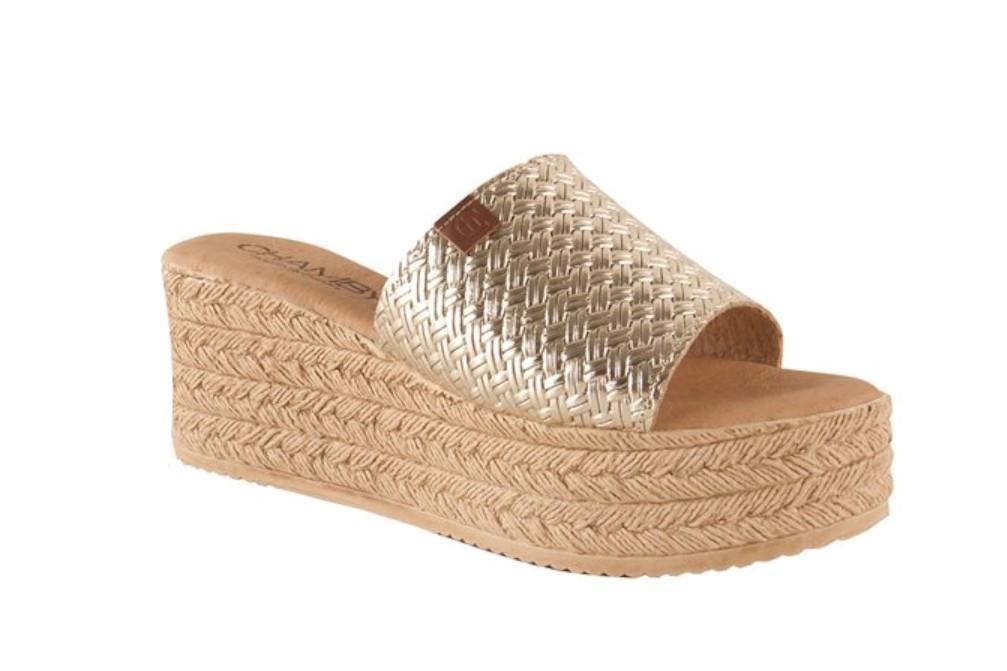 Zuecos con cuña Chamby 414 en platino para mujer