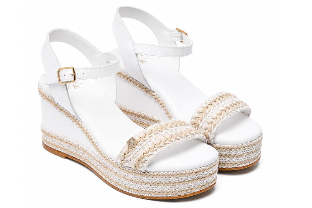 Sandalias con cuña cuero Arambol Gallery en blanco de Yute y Hebilla