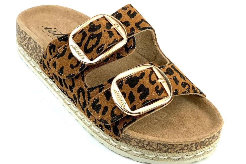 Sandalias bio planas Isteria 25226 en leopardo para mujer