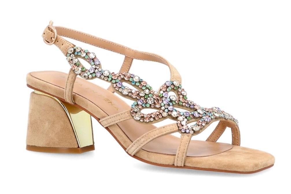 Sandalias de fiesta Alma en Pena V240715 con pedrería en color beige