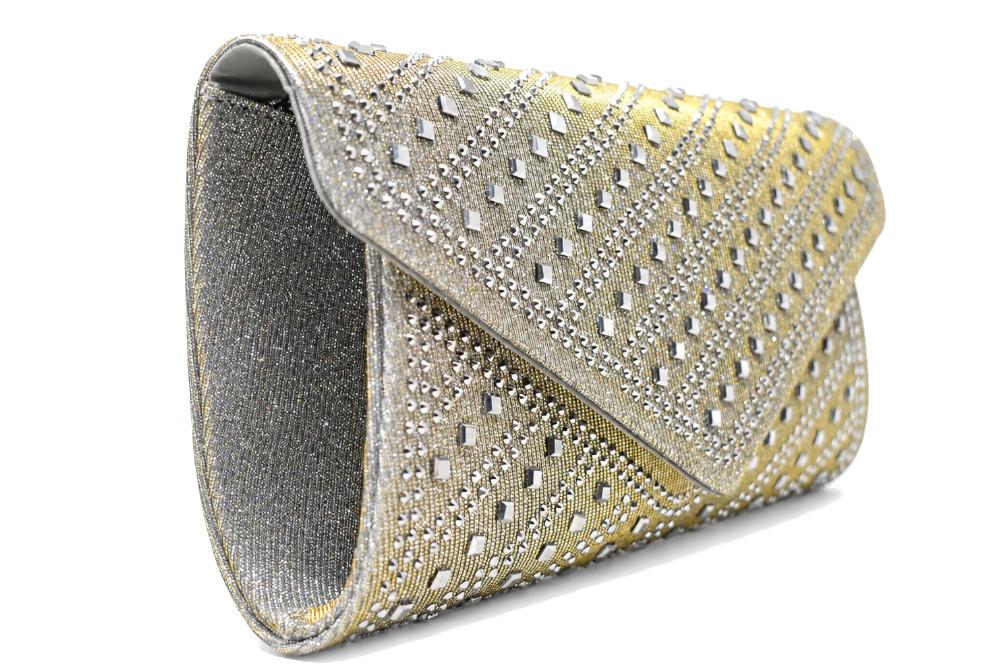 Bolso de Fiesta de mano Menbur AMB15 Gris de Pedrería con cadena