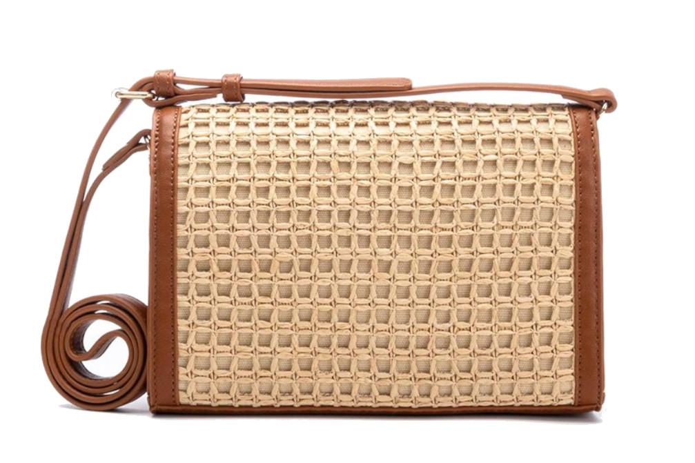 Bolso Bandolera Pequeño Mujer XTI 184557 Beige Rafia