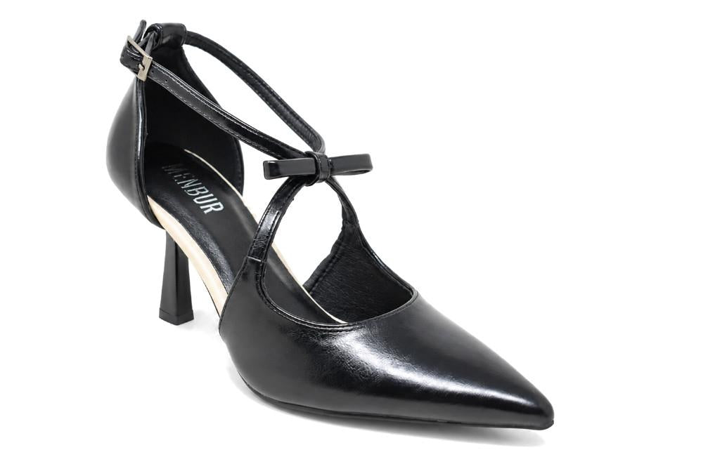 Zapatos con tacón de fiesta Menbur MB804 en negro con detalle de lazo