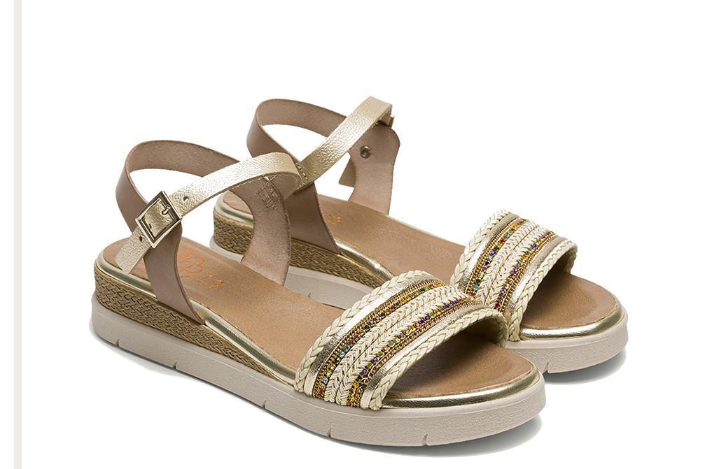 Sandalias planas Porronet Clara 3148 en oro para mujer