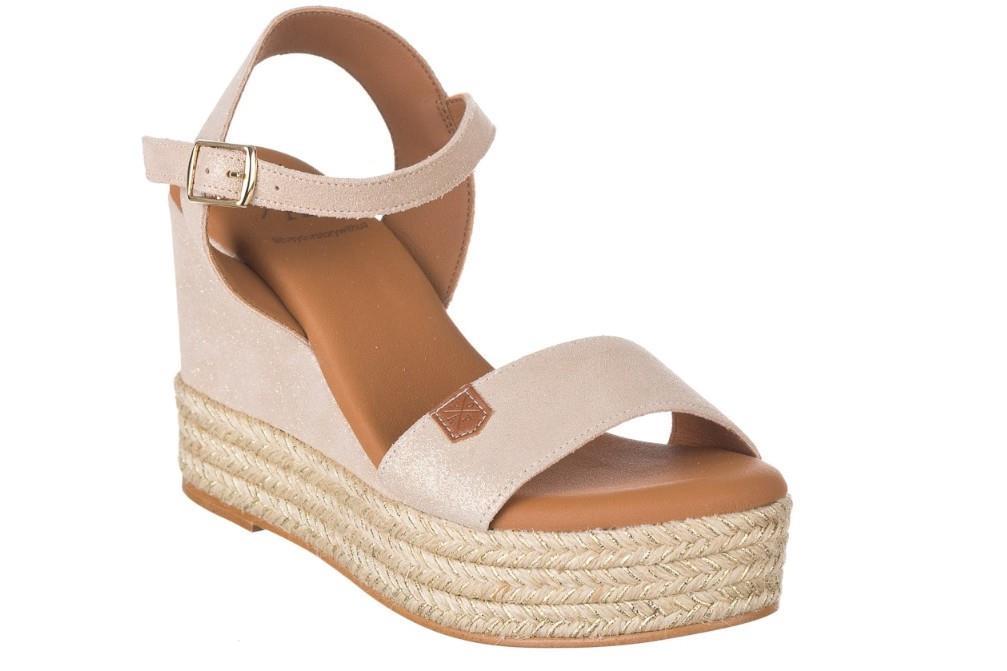 Sandalia con cuña Popa bandon boreal en oro para mujer