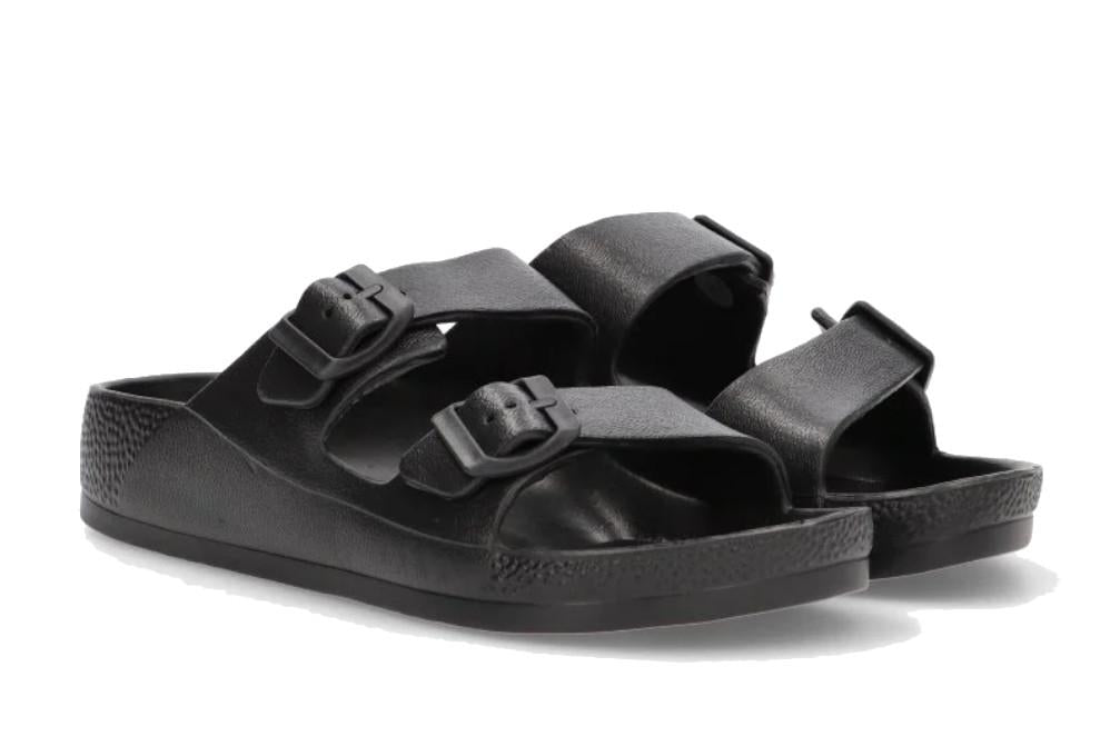 Sandalias planas Bio de Goma ETIKA NISIROS 10076 negro para Mujer con Hebilla - Chanclas de piscina