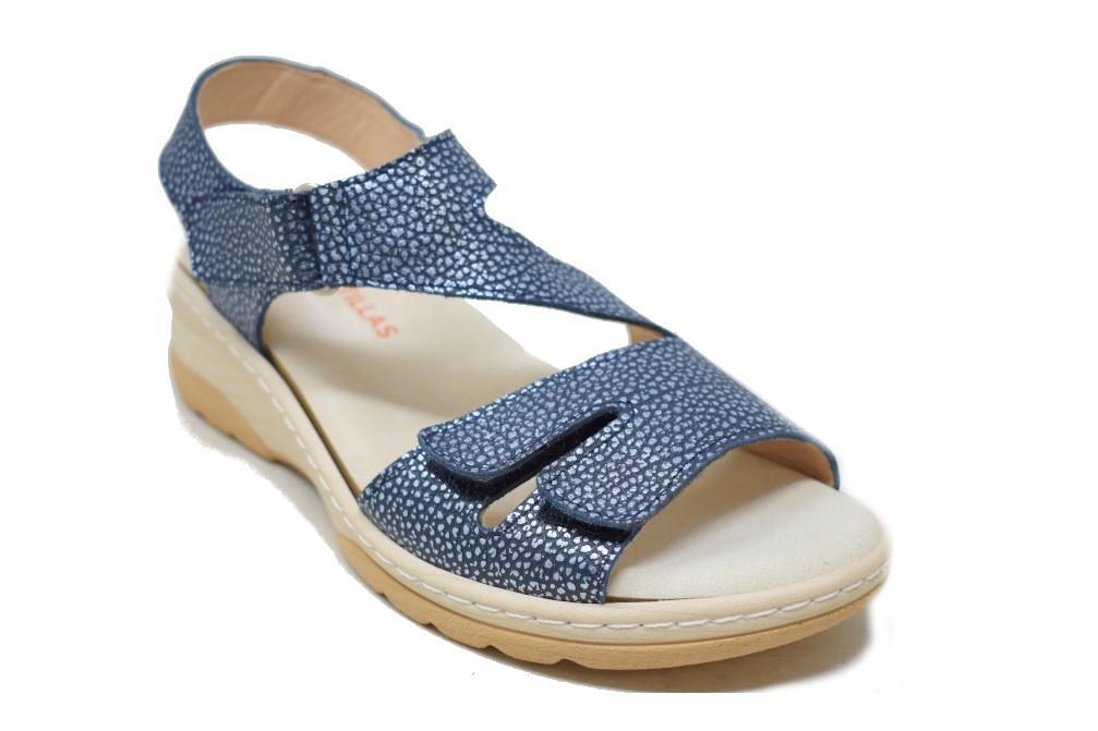 Sandalias con cuña Doctor Cutillas 49123 en azul marino para mujer