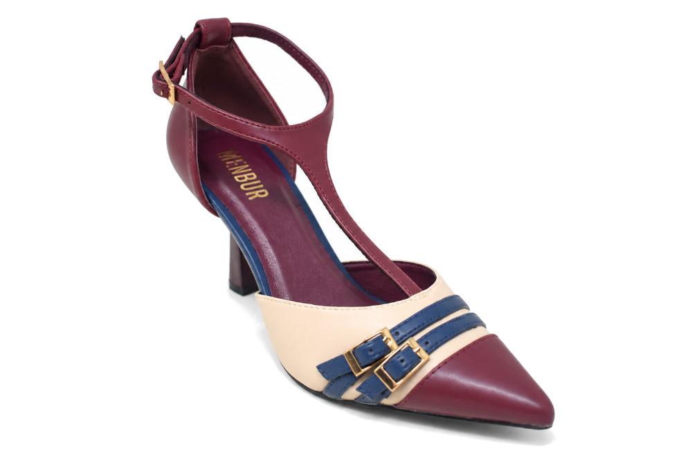 Zapatos de fiesta con tacón Menbur MB726 rubí multicolor con hebillas