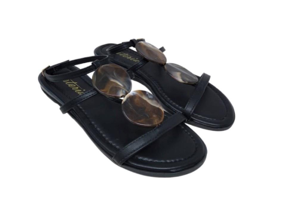 Sandalias planas Isteria 23160 en negro para mujer