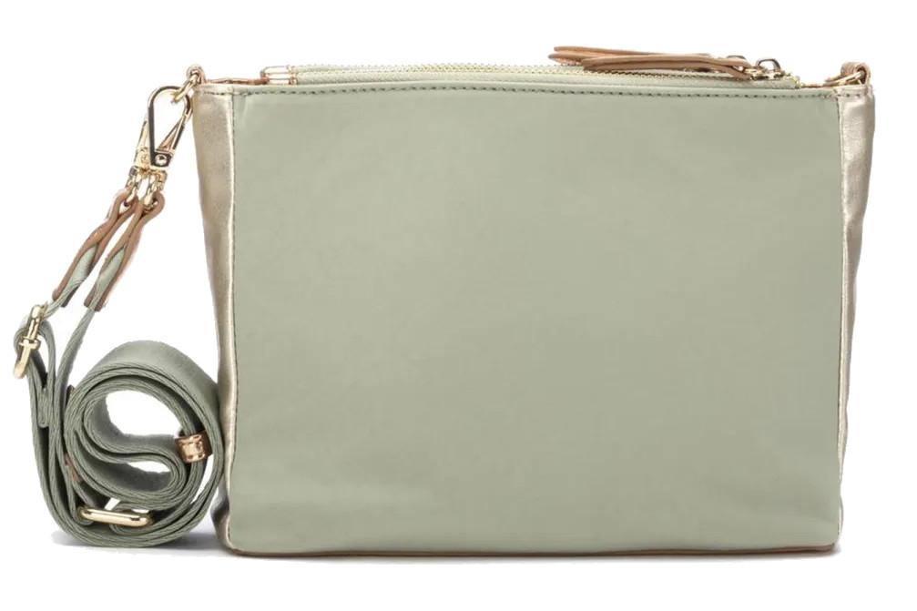 Bolso Bandolera Pequeño Mujer XTI caqui 184550 – Diseño Elegante con Detalle Rafia y Cremallera