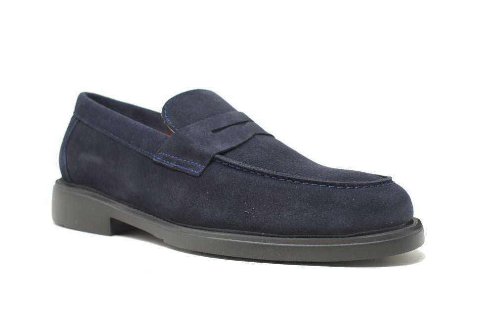 Mocasín para hombre de serraje azul