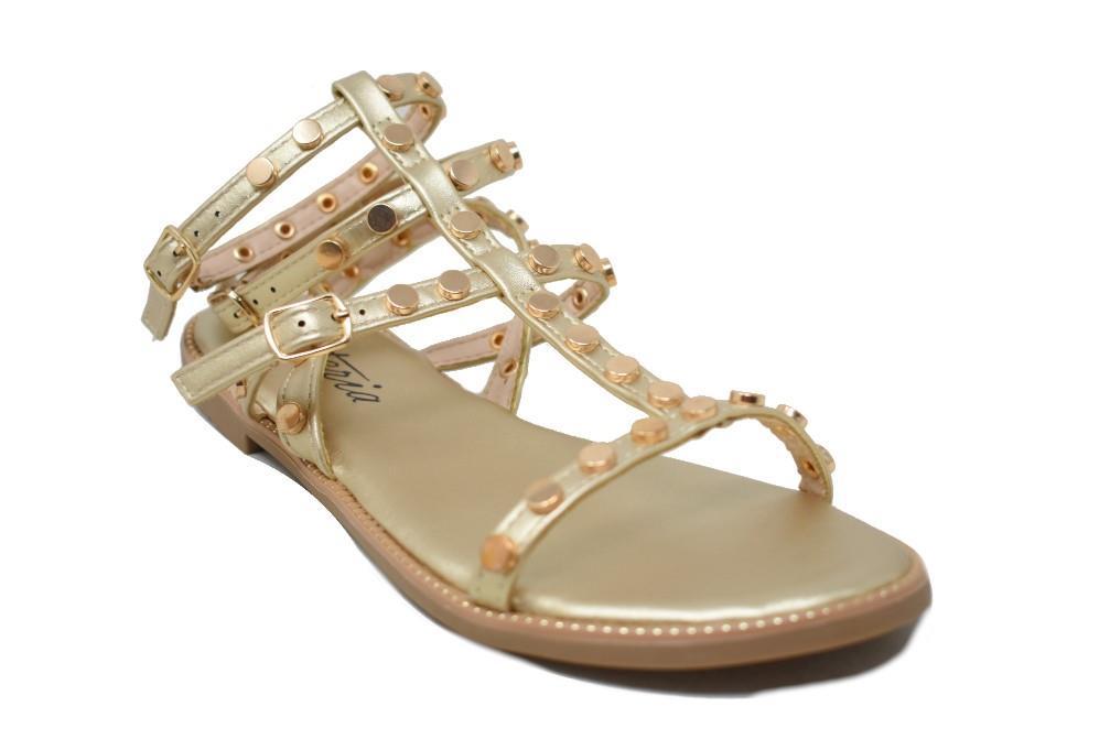 Sandalias romanas Isteria 25097 en oro para mujer