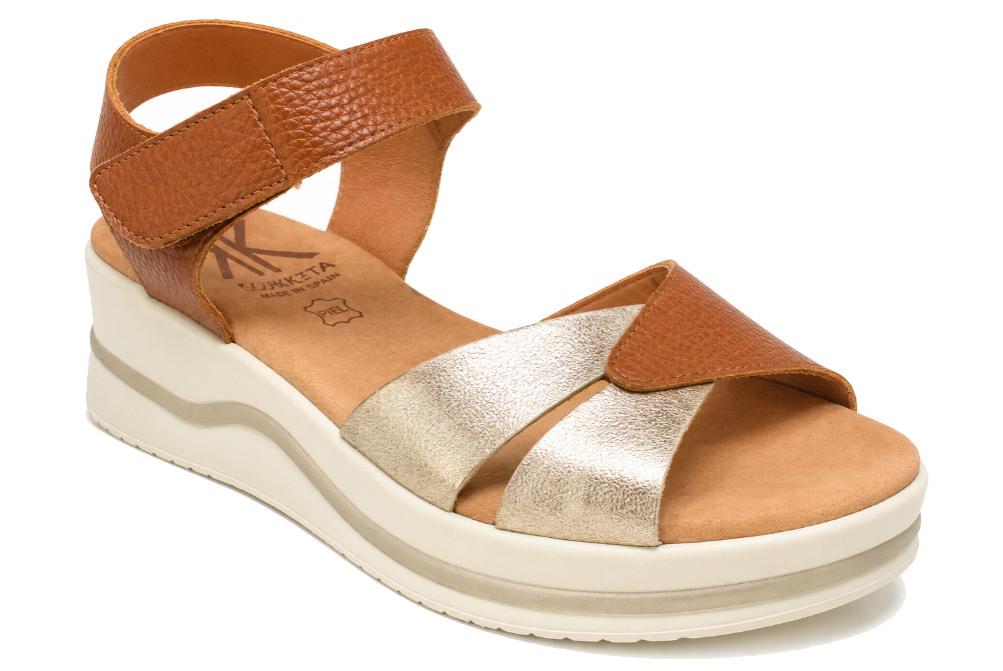 Sandalias con cuña media Cokketa 926 cuero Mujer | Piel Grabada, Plantilla Gel y Tacón Cómodo