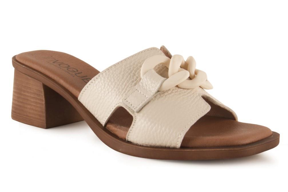 Sandalias con tacón InVogue S1047 en crema para mujer