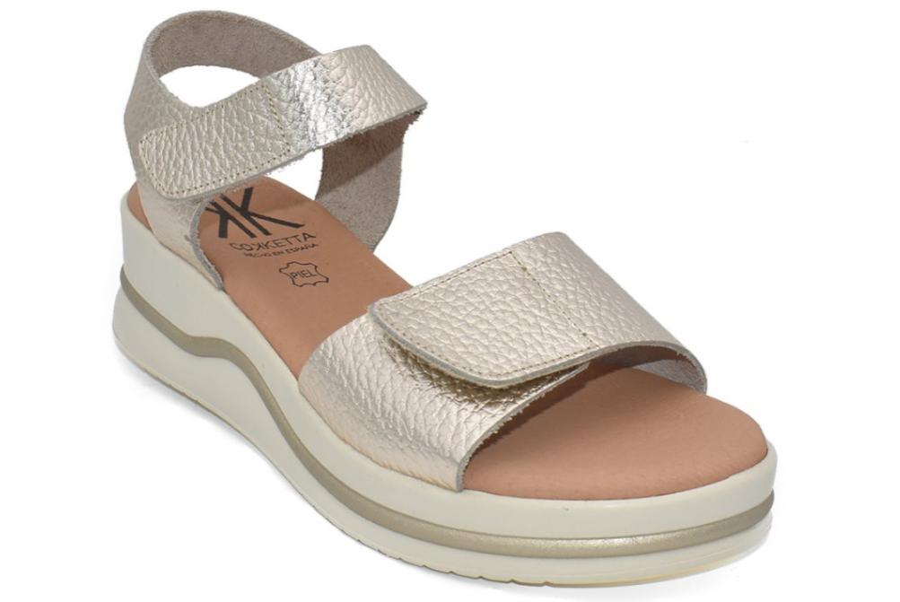 Sandalias Deportivas Cokketa 923 Platino Mujer | Piel, Plantilla Gel y Máximo Confort