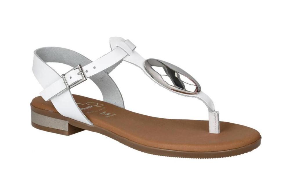 Sandalias esclavas de Piel Oh! My Sandals 5864 blanco para mujer – Sandalias de dedo y Correa Ajustable