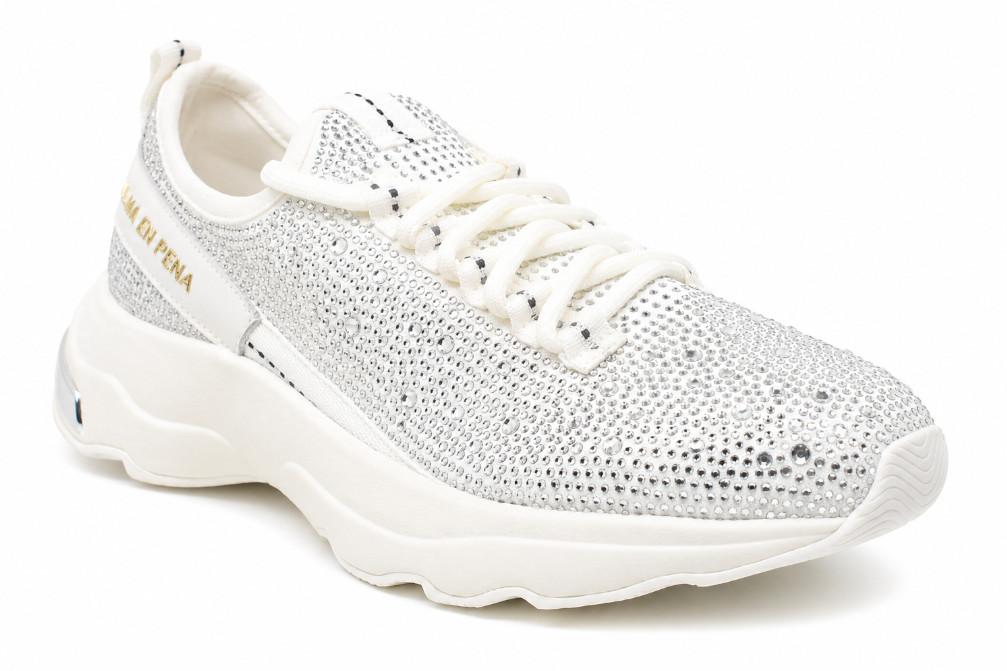 Zapatillas Alma en Pena V2652601 con Pedrería y Plataforma Blanca