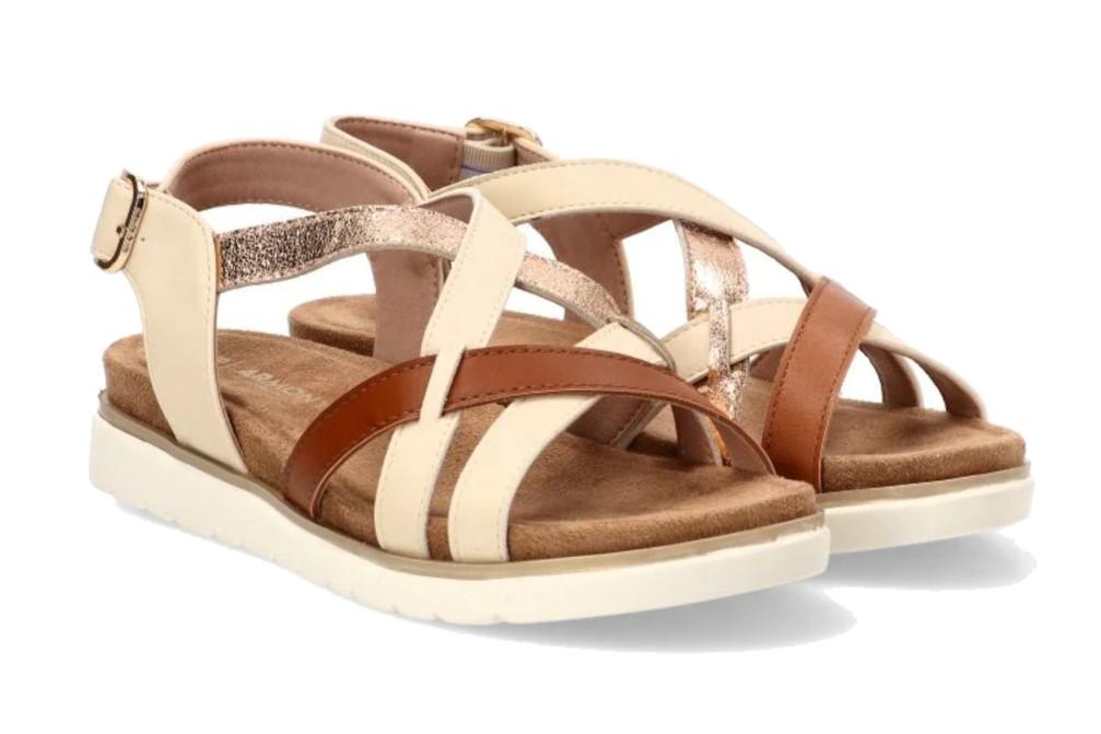 Sandalias deportivas planas ARMONY Bamboleo 40023 Beige – Sandalias Confort Planas con Hebilla para mujer