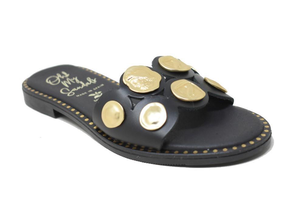 Sandalias planas de pala Oh! My Sandals Selene 5785 en negro para mujer
