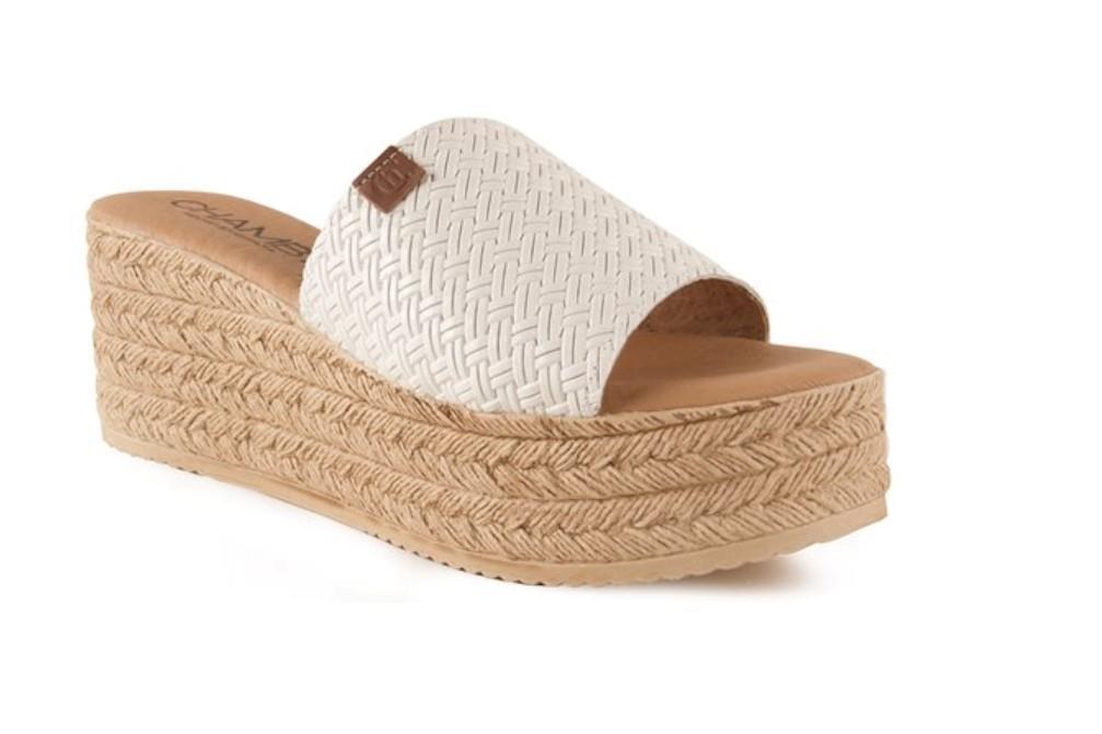 Zuecos con cuña Chamby 414 en blanco para mujer