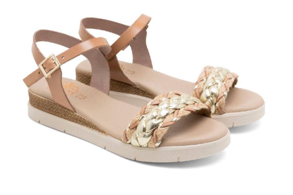 Sandalias de Cuña baja Porronet Flavia Mujer Piel Taupe