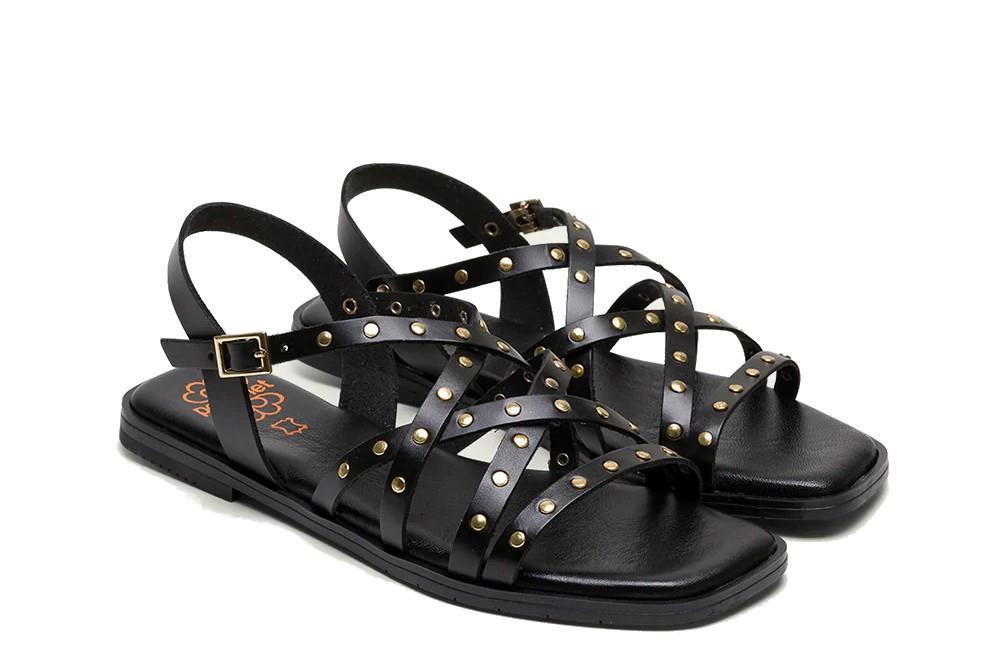 Sandalias planas Porronet Victoria en negro para mujer