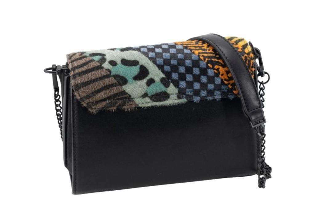 Bolso bandolera Cacharel H262084 patchwork animal print con cadena