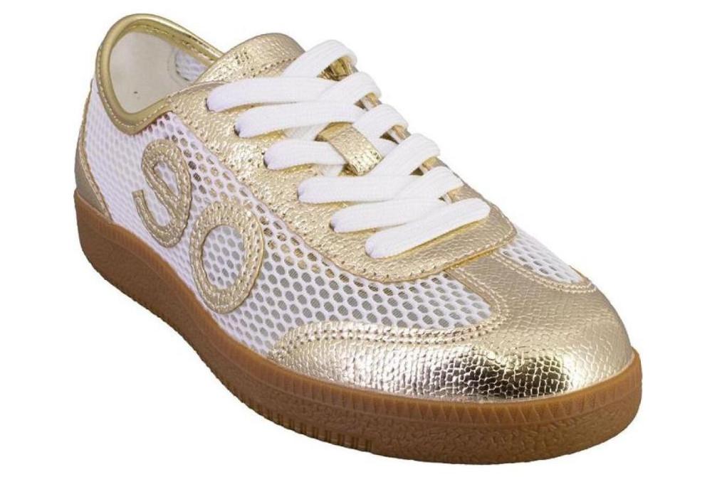 Zapatillas deportivas ligeras Eonet Eoligeros en blanco y oro para mujer