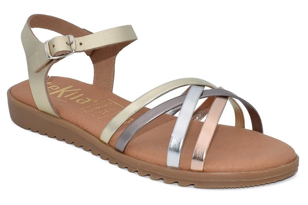 Sandalias planas Tekila 13152 en platino para mujer