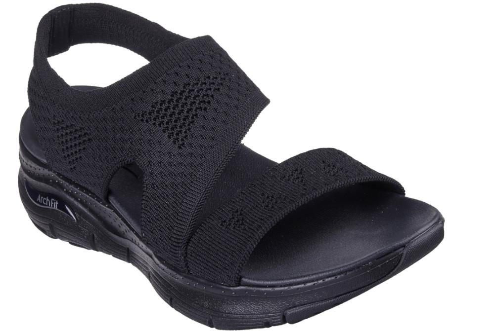 Sandalias deportivas Mujer Skechers Arch Fit 119458 Negro | Plataforma Confort y Soporte Plantar