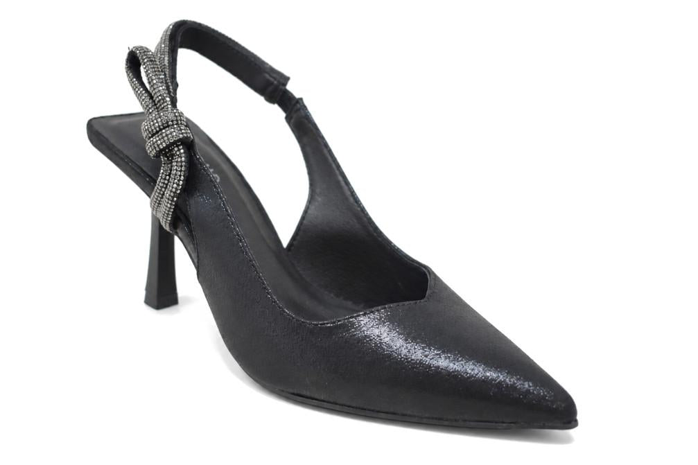 Zapatos de tacón de fiesta Menbur BM768 destalonados negros con pedrería