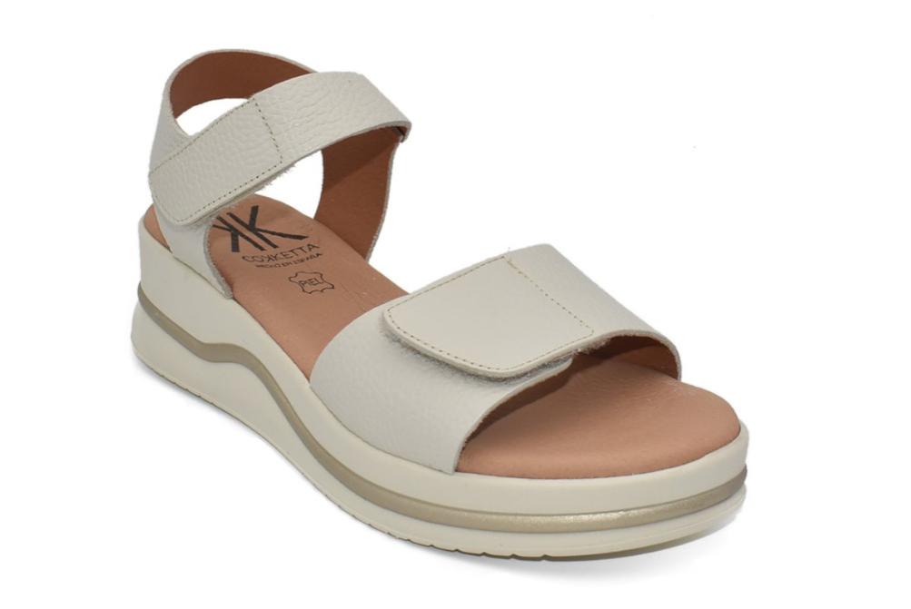 Sandalias Deportivas Cokketa 923 Beige Mujer | Piel, Plantilla Gel y Máximo Confort