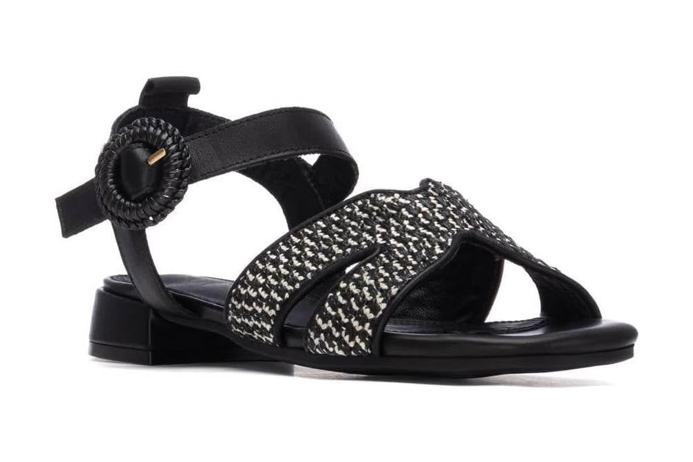 Sandalias planas Carmela 163273 negro para Mujer | Diseño Trenzado Tipo Rafia y Suela Antideslizante