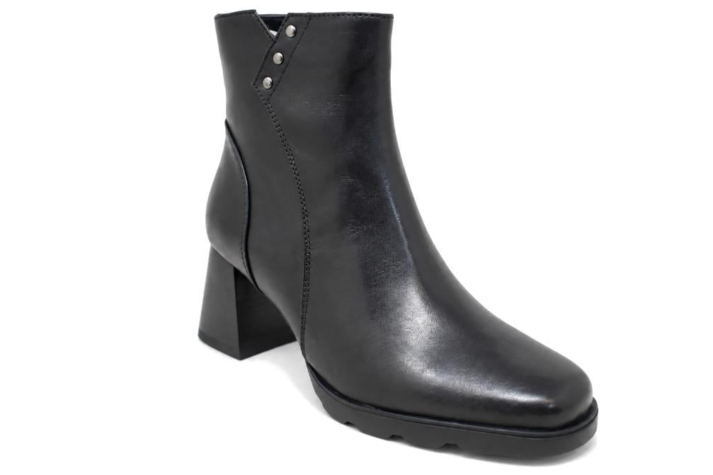 Botines de piel negros con tacón Regarde le Ciel Cali-02 para mujer