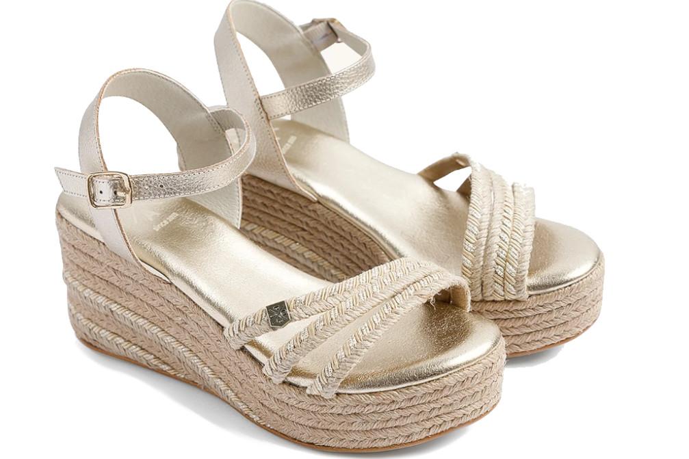 Sandalia con cuña Popa Albany Yute en oro para mujer