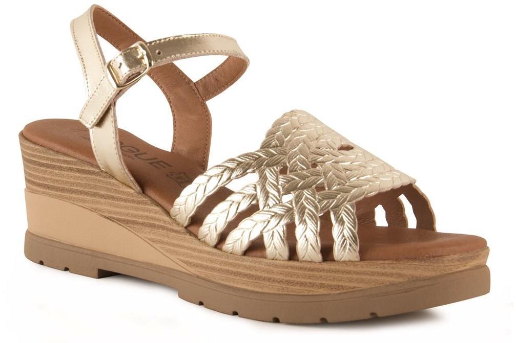 Sandalias con cuña In Vogue S-1074 en platino para mujer