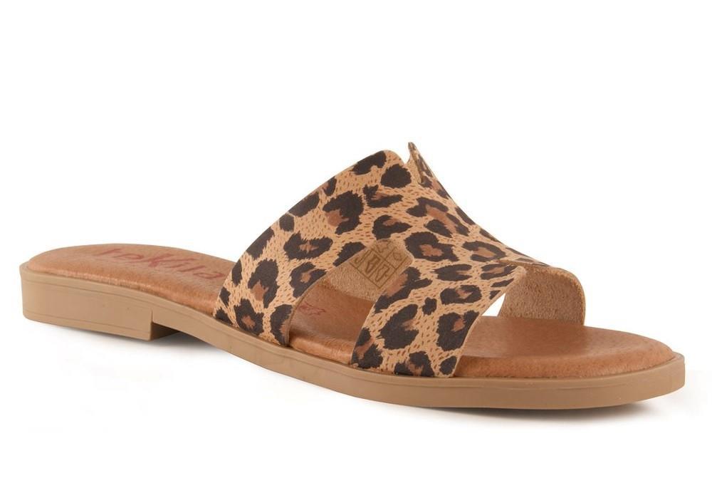 Sandalias planas Tekila 141 para mujer en leopardo
