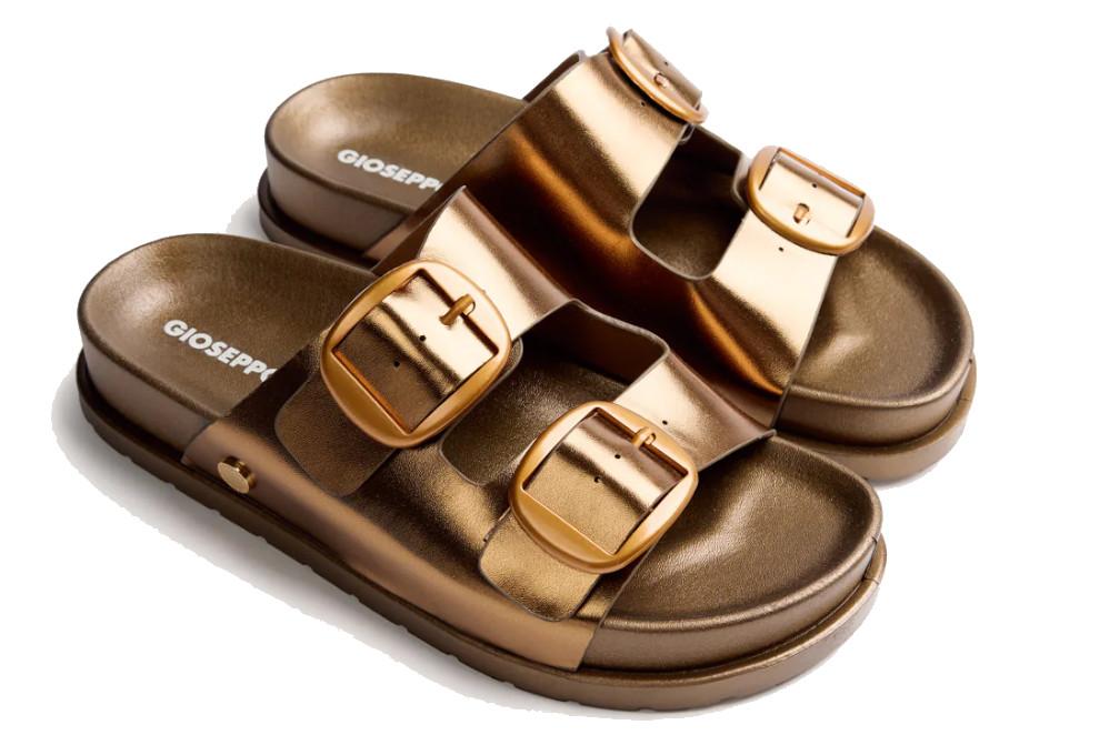 Sandalias Bio Gioseppo 78797 Svedala bronce con Acabado Metalizado y Plataforma para Mujer
